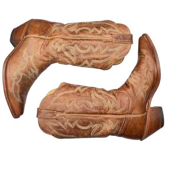 Justin Handcrafted Western Cowboy Boots BRL120 Bent Rail Brown Tan Womens 10B - Picture 7 of 14